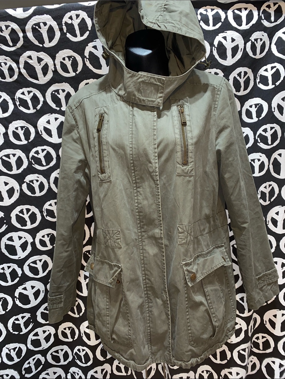 DKNY ARMY GREEN HOODED JACKET SZ S